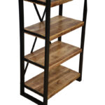 Miles bookcase mango wood in natural-black color 80x40x180cm - Image 2