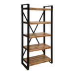 Miles bookcase mango wood in natural-black color 80x40x180cm