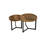 Kelly coffee table set 2 pieces mango wood in natural-black color - Image 2