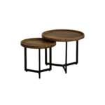 Kelly coffee table set 2 pieces mango wood in natural-black color