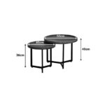 Kelly coffee table set 2 pieces mango wood in natural-black color - Image 4
