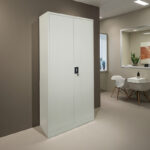 Zogi metal cabinet with partition in light gray color 90x45x180cm - Image 2