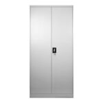 Zogi metal cabinet with partition in light gray color 90x45x180cm - Image 4