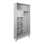 Zogi metal cabinet with partition in light gray color 90x45x190cm - Image 2