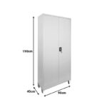 Zogi metal cabinet with partition in light gray color 90x45x190cm - Image 4