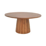 Coffee table Canicule II solid acacia wood in walnut shade Φ80x40cm - Image 2