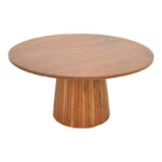 Coffee table Canicule II solid acacia wood in walnut shade Φ80x40cm - Image 3