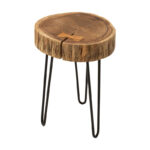 Tripp I side table solid acacia wood in natural shade-black metal legs D32x47cm - Слика 2