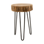 Tripp I side table solid acacia wood in natural shade-black metal legs D32x47cm - Слика 3