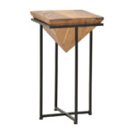 Side table Miles II solid acacia wood in natural shade with black metal legs 29x29x54cm