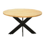 Royalty I table solid mango wood 4cm in natural shade-black metal leg D130x77cm - Image 4