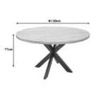 Royalty I table solid mango wood 4cm in natural shade-black metal leg D130x77cm - Image 5