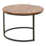 Frina coffee table set of 3 mango wood in walnut color with black metal leg - Image 4