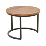 Frina coffee table set of 3 mango wood in walnut color with black metal leg - Image 5