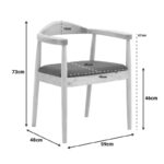 Armchair Joube natural color rubberwood and black pu cushion 59x48x73cm - Image 2