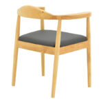 Armchair Joube natural color rubberwood and black pu cushion 59x48x73cm - Image 3