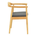 Armchair Joube natural color rubberwood and black pu cushion 59x48x73cm - Image 4