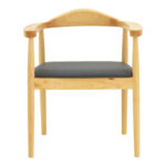 Armchair Joube natural color rubberwood and black pu cushion 59x48x73cm - Image 5