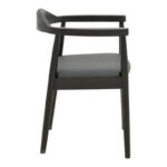 Armchair Joube black color rubberwood and black pu cushion 59x48x73cm - Image 4