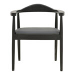 Armchair Joube black color rubberwood and black pu cushion 59x48x73cm - Image 5