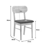 Chair Bedona natural color rubberwood and black pu cushion 47x46x80cm - Image 2