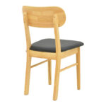 Chair Bedona natural color rubberwood and black pu cushion 47x46x80cm - Image 3