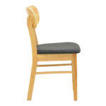 Chair Bedona natural color rubberwood and black pu cushion 47x46x80cm - Image 4