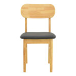 Chair Bedona natural color rubberwood and black pu cushion 47x46x80cm - Image 5