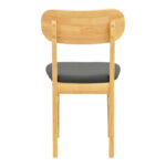 Chair Bedona natural color rubberwood and black pu cushion 47x46x80cm - Image 6