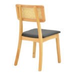 Chair Renna natural color beech wood and black pu cushion 48x52x79cm - Image 3