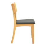 Chair Renna natural color beech wood and black pu cushion 48x52x79cm - Image 4