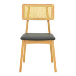 Chair Renna natural color beech wood and black pu cushion 48x52x79cm - Image 5
