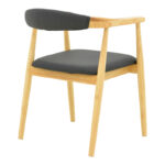 Sandi rubberwood armchair in natural shade with black pu cushion 50x60x80cm - Image 3