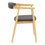 Sandi rubberwood armchair in natural shade with black pu cushion 50x60x80cm - Image 4