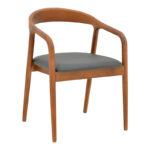 Hogie armchair rubberwood walnut-black pu cushion 61x60x76cm