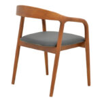 Hogie armchair rubberwood walnut-black pu cushion 61x60x76cm - Слика 3