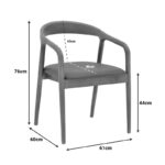 Hogie rubberwood armchair in natural shade with black pu cushion 61x60x76cm - Слика 2