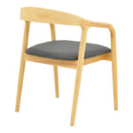 Hogie rubberwood armchair in natural shade with black pu cushion 61x60x76cm - Слика 3