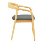 Hogie rubberwood armchair in natural shade with black pu cushion 61x60x76cm - Слика 4