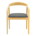Hogie rubberwood armchair in natural shade with black pu cushion 61x60x76cm - Слика 5