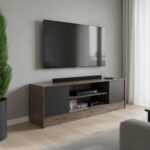 Sasa TV cabinet in oak-anthracite shade 120x35x41.5cm