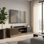 Sasa TV cabinet in oak-anthracite shade 150x35x41.5cm