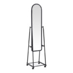 Lomna pp-metal wheeled mirror with shelf in black shade 38.5x37.5x160cm