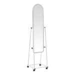 Lomna pp-metal wheeled mirror with shelf in white shade 38.5x37.5x160cm