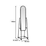 Lomna pp-metal wheeled mirror with shelf in white shade 38.5x37.5x160cm - Слика 3