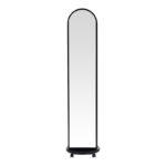 Espero mdf wheeled mirror with shelves in black shade D34x170cm - Image 3