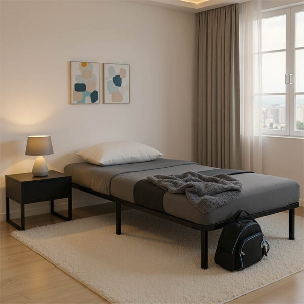 Metal bed frame Amaso in black color 90x190x28cm