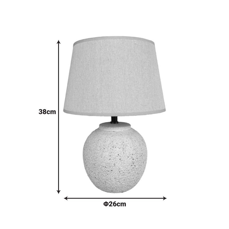387-000001-1 Lurata Inart E27 ceramic table lamp in beige shade Φ26x38cm - Image 2