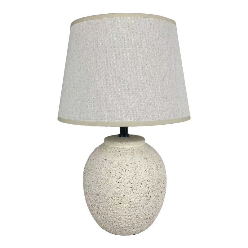 387-000001 Lurata Inart E27 ceramic table lamp in beige shade Φ26x38cm - Image 1