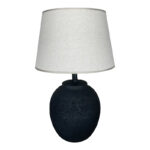 Lurata Inart E27 ceramic table lamp in black-beige shade Φ26x38cm